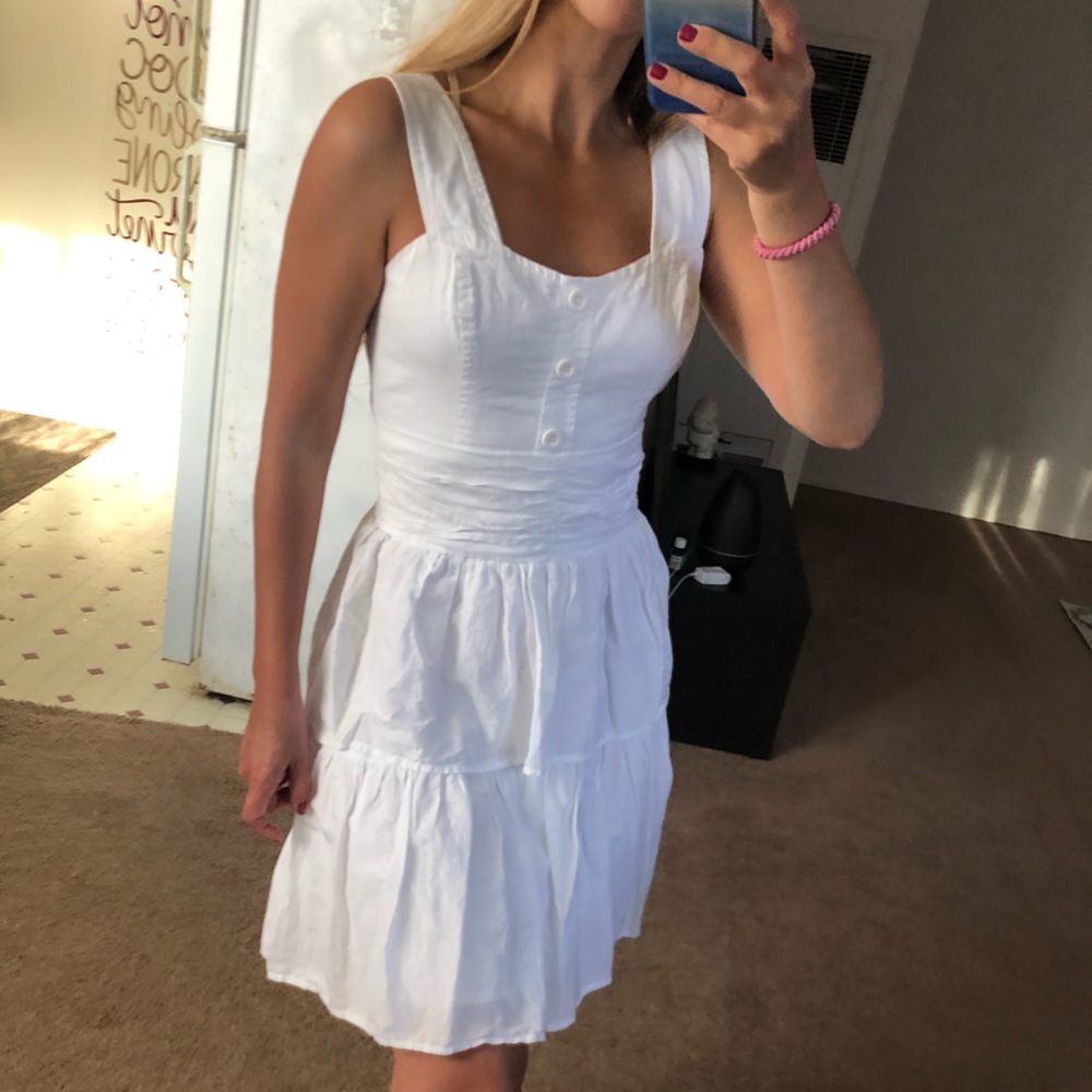 American Rag White cotton ruched summer dress